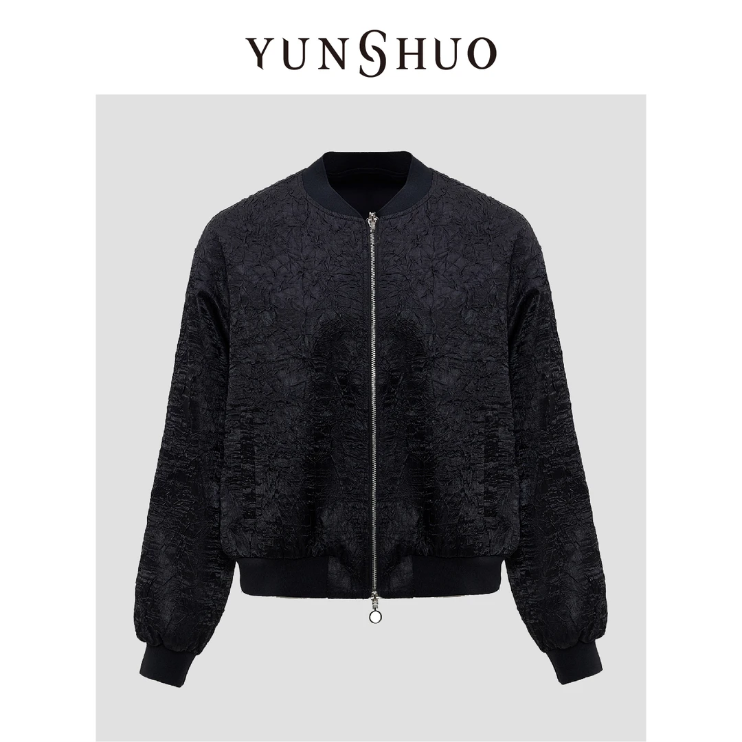 YUNSHUO允硕2024秋季时尚百搭立体宽松休闲圆领长袖外套455447