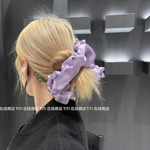 首闻芭蕾风褶皱花边发圈大号法式缎面大肠圈少女丸子头扎发皮筋新