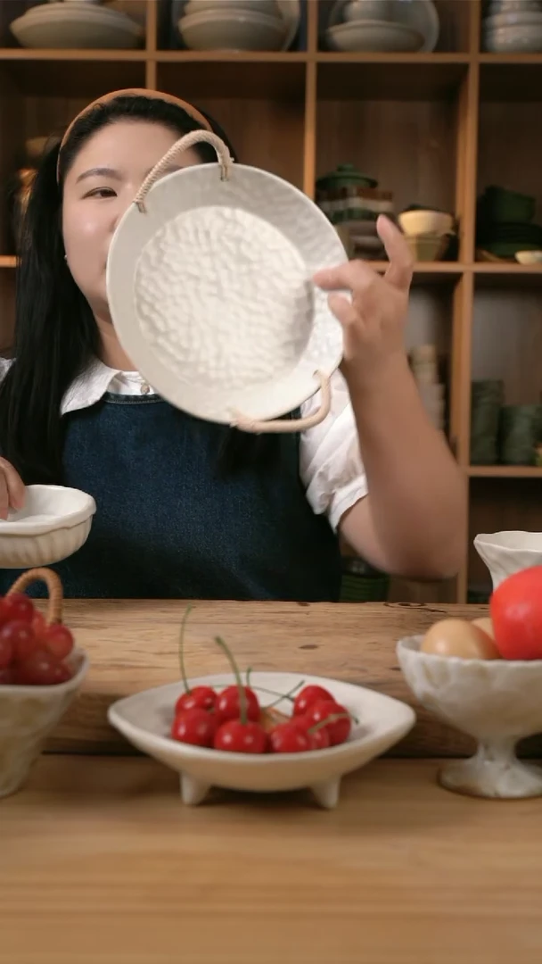【闪购商品】白色的8英寸手捏麻绳盘