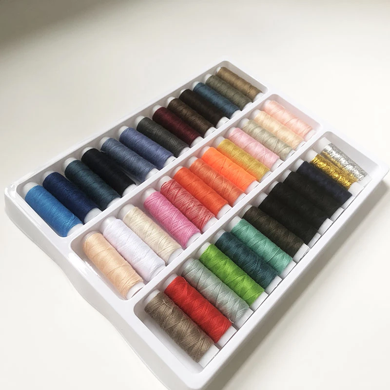 家用39色优质涤纶缝纫线手工缝衣线多色小卷细线小轴60米手缝针线