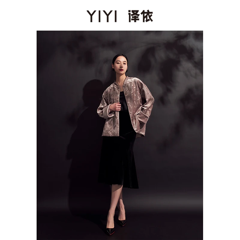 译依YIYI 海棠枝头 丝绒刺绣新中式中国风女士长袖外套BDSWT015