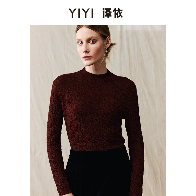 译依YI  拼峦叠翠  半高领肌理长袖套衫BDWMY137