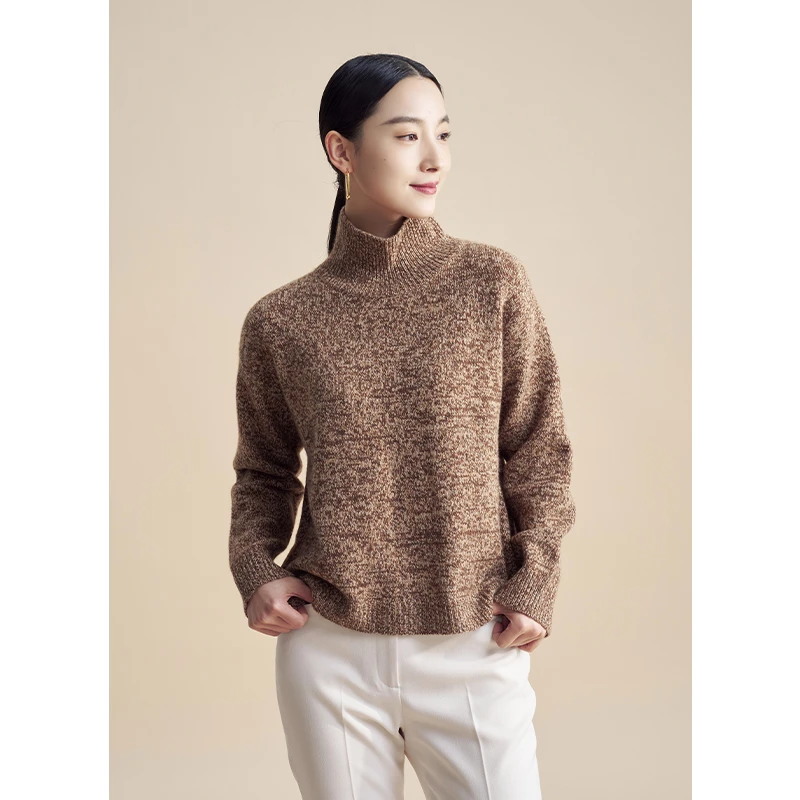 译依YIYI 洒脱闲适 康赛妮羊绒混色廓形半高领毛衣BDSMY005