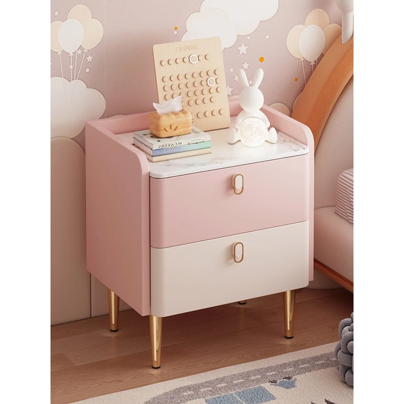 儿童实木床头柜简约现代轻奢男女儿孩公主房奶油风小型超极窄收纳