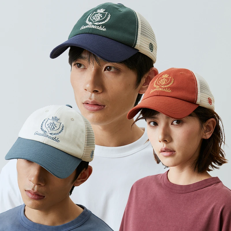 GOODLIVEABLE美式复古刺绣网眼撞色棒球帽2024秋季新品情侣鸭舌帽