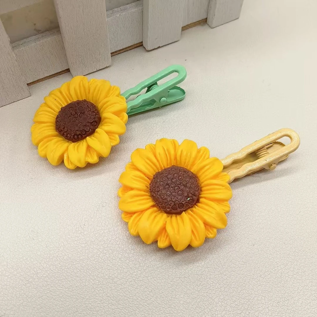 网红向日葵发夹甜美可爱花朵女侧边太阳花鸭嘴夹子头饰刘海碎发卡