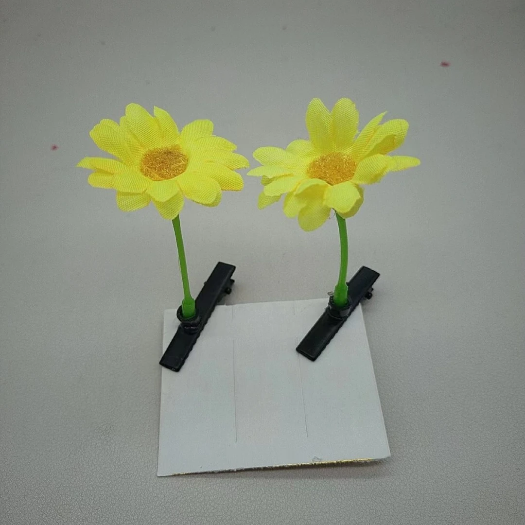 跨境黄色太阳花发夹向日葵卖萌头上长草儿童发饰学生班级礼品地推