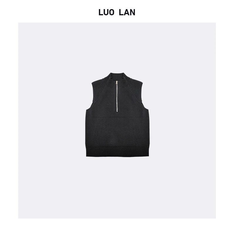 DM  秋冬女装设计感显瘦半拉链背心马甲 YLM00212