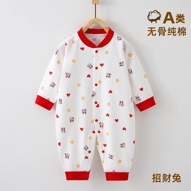 婴儿衣服连体衣纯棉春秋宝宝爬服新生女哈衣男无骨可爱超萌