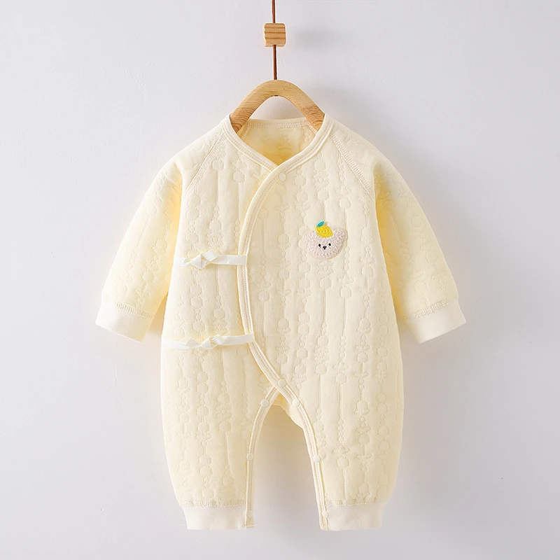 婴儿连体衣保暖春秋冬无骨夹棉保暖新生儿宝宝衣服蝴蝶衣爬服棉衣