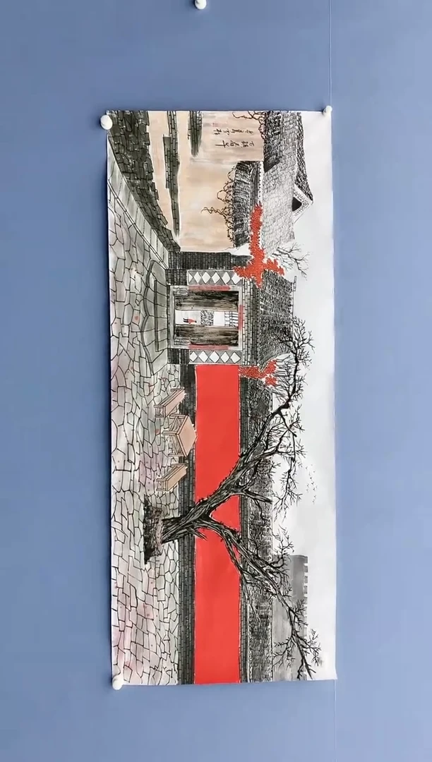 【闪购商品】绘画雪林/小六尺红墙/无框/X23
