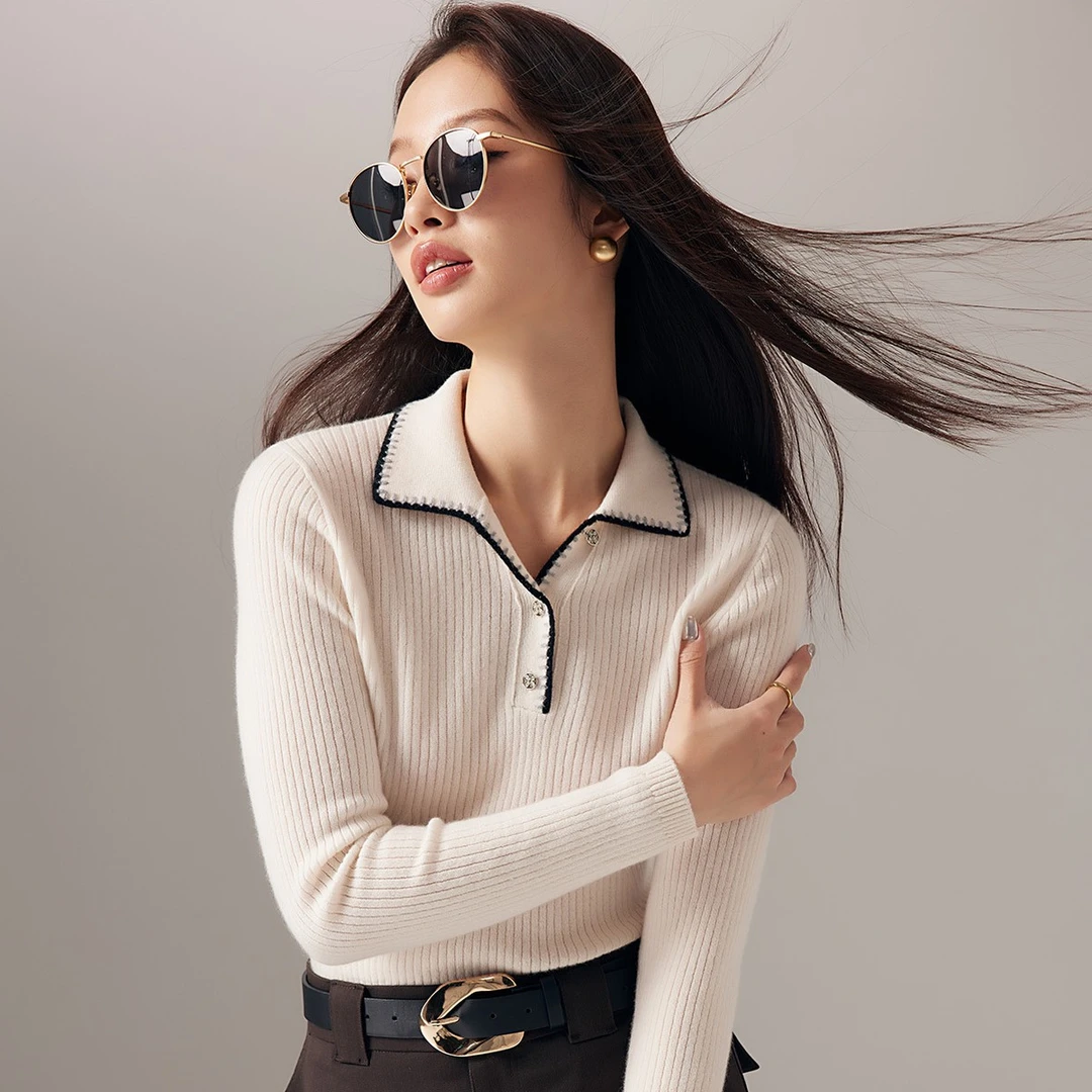 AP山羊绒女士polo翻领上衣   ET20316R-A