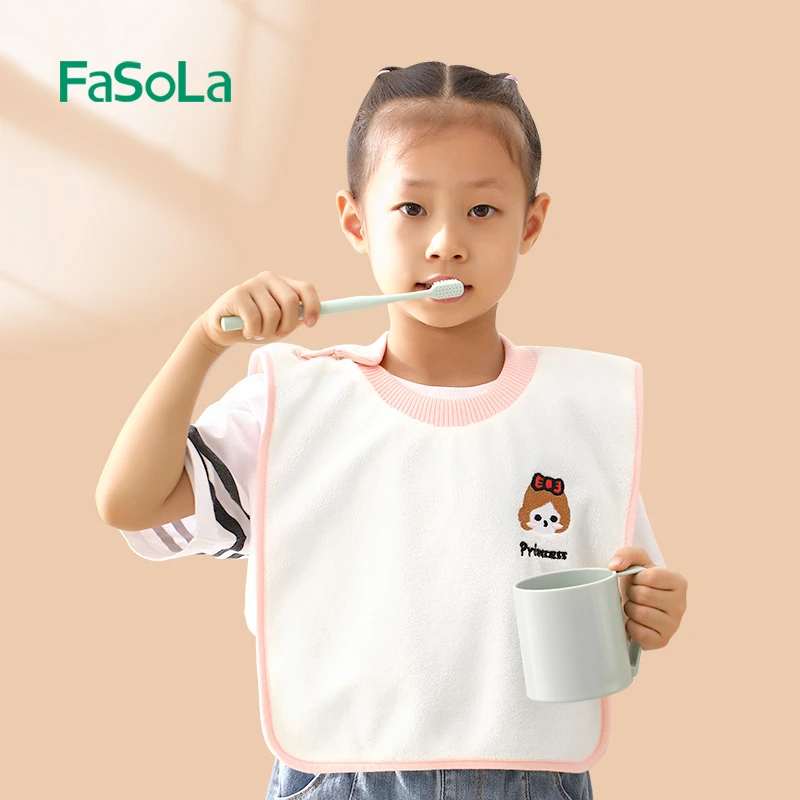 FaSoLa儿童洗漱巾宝宝洗脸不湿衣围兜婴儿毛巾防水口水巾洗脸巾