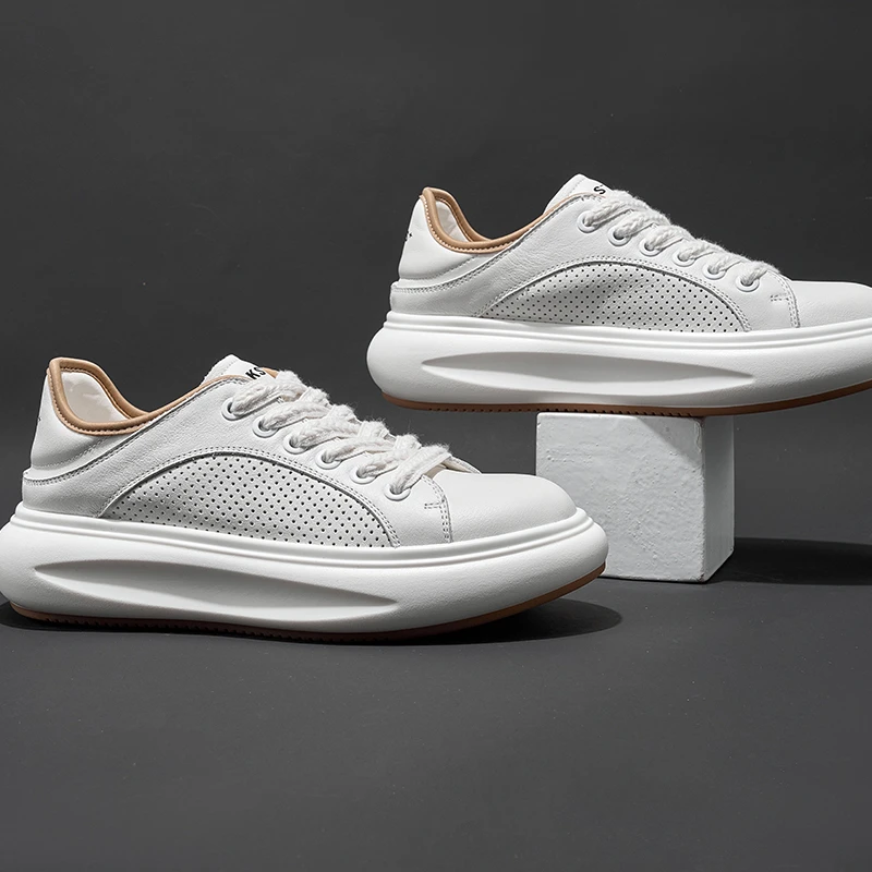 头层牛皮云游男鞋休闲板鞋男2023夏季男士运动小白舒适高端休闲鞋