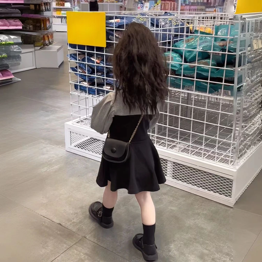 女童连衣裙2025秋冬季新款儿童时髦假两件女宝宝洋气公主裙长袖装