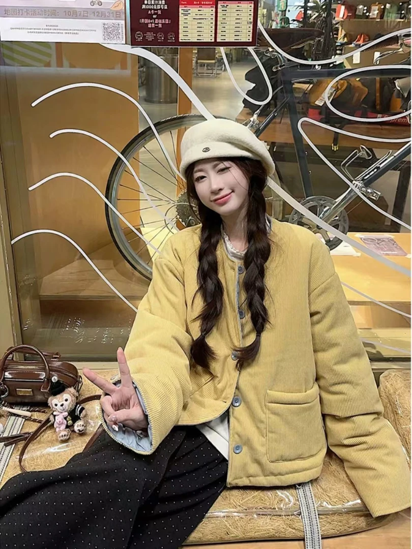 S2341  韩版双穿棉服女冬季宽松保暖撞色外套