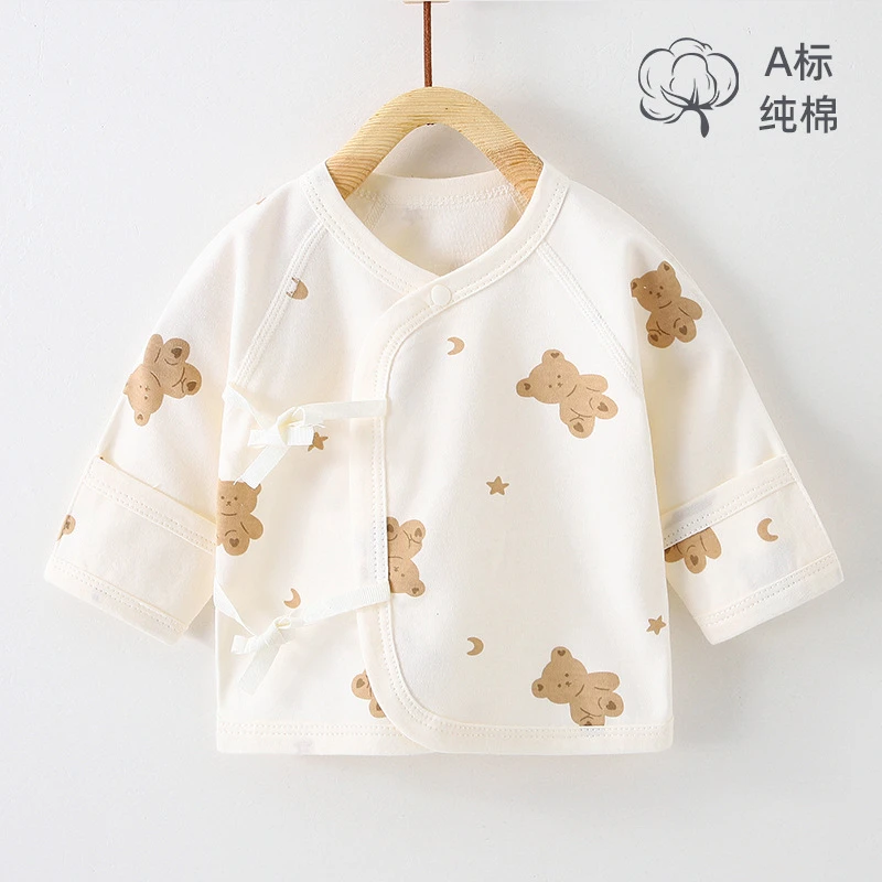 A类新生儿上衣产房纯棉衣服半背衣宝宝和尚服春秋婴儿无骨秋衣