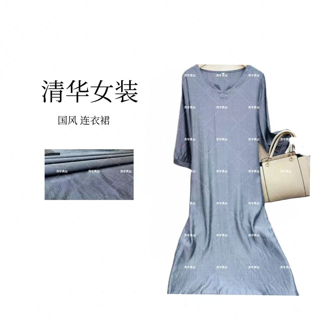 0595古典灰夏季新款洋气显瘦气质时尚百搭女装连衣裙轻奢优雅纯色