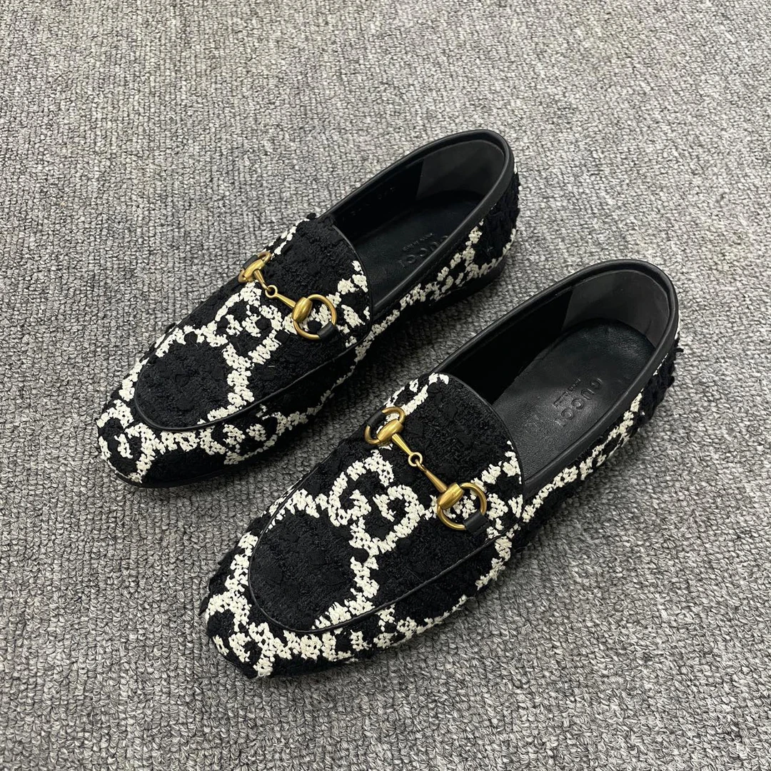 99新 GUCCI/古驰 Jordaan 双G 圆头套穿休闲鞋 34.5码/5037