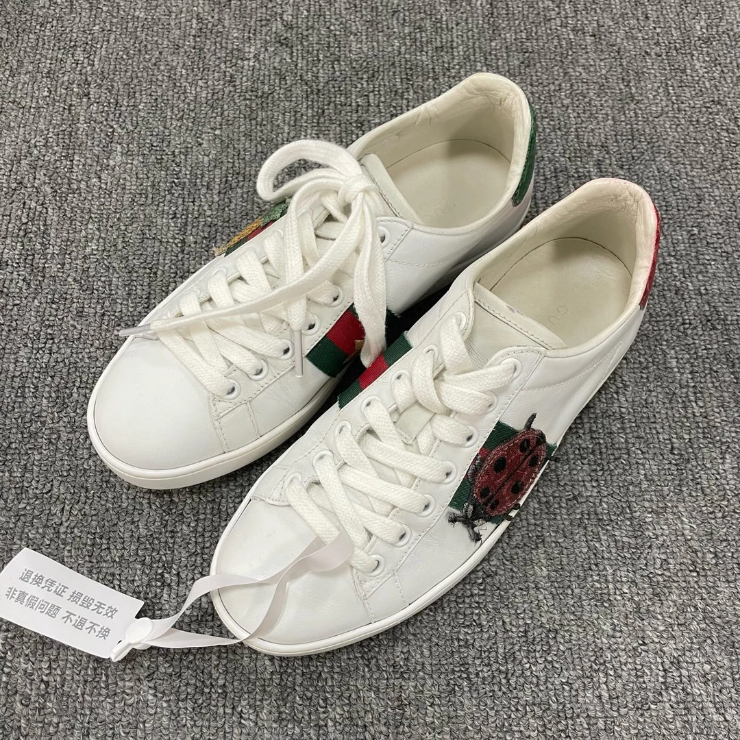 GUCCI/古驰 皮革菠萝刺绣系带运动时尚板鞋 36码/2571