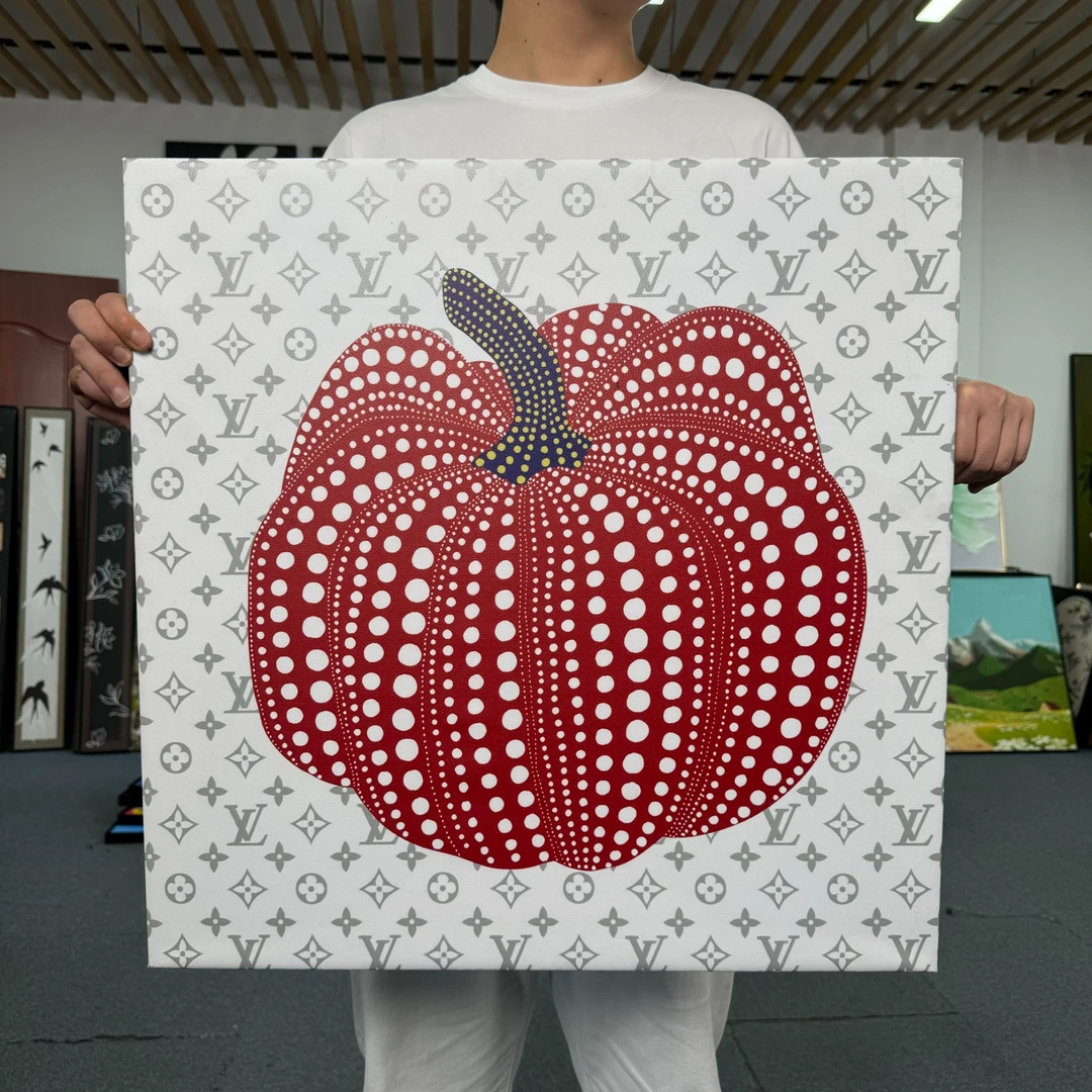 皮艺南瓜客厅装饰画沙发背景墙挂画法式高级感砂岩玄关灯画
