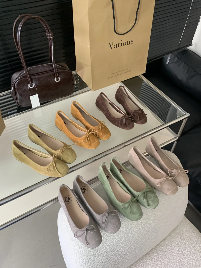 新款蝴蝶结女鞋秋款全羊猄皮羊猄面料小单鞋803-1