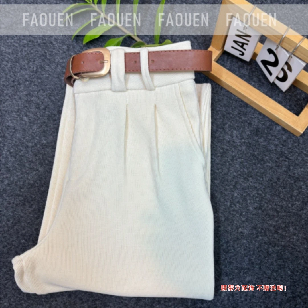 春款高腰垂坠感时尚休闲裤女士百搭上档次气质直筒裤设计感纯色