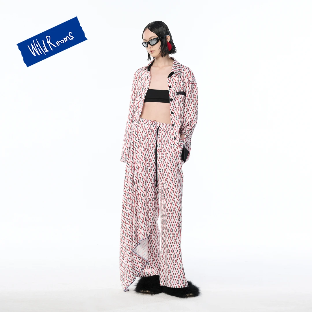 WildRooms夏季新款高级印花轻奢潮流薄款长袖家居服睡衣套装女