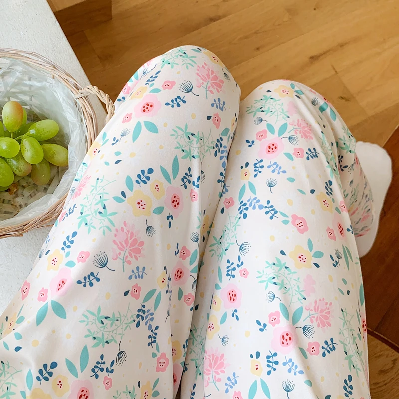 遛弯裤子!碎花睡裤女宽松春秋季新款可外穿居家休闲长裤睡衣裤子