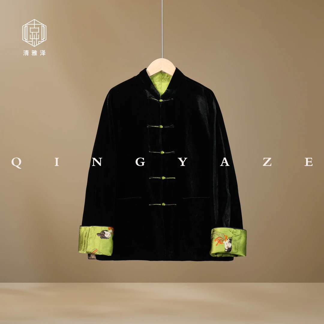 小唐人丝绒！真丝丝绒双面穿新中式外套！GZ4601