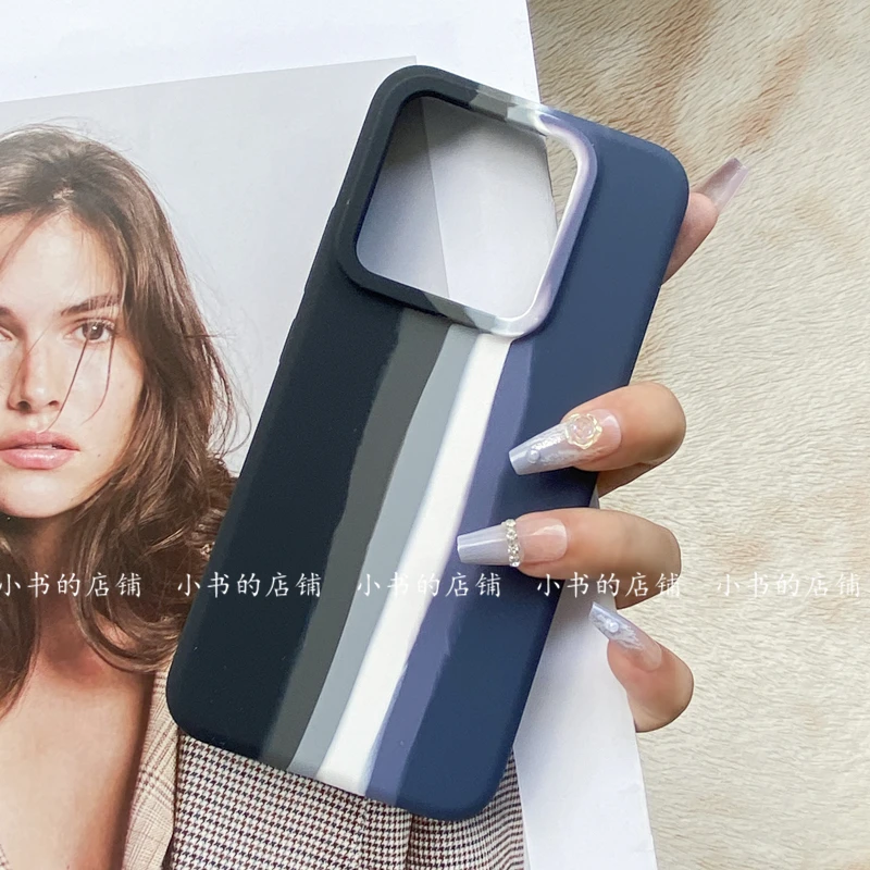 YOONIA适用小米14全包14pro液态硅胶彩虹手机壳耐脏男女情侣款不