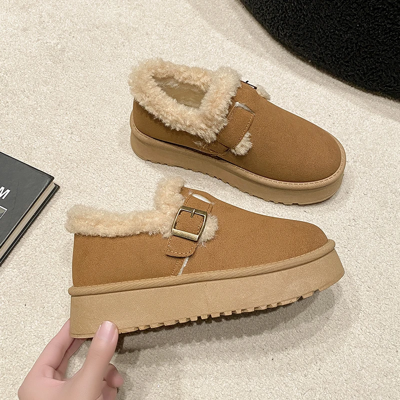 咖属雪地靴休闲短靴百搭厚底2023防滑棉靴冬季加绒加厚保暖毛毛鞋