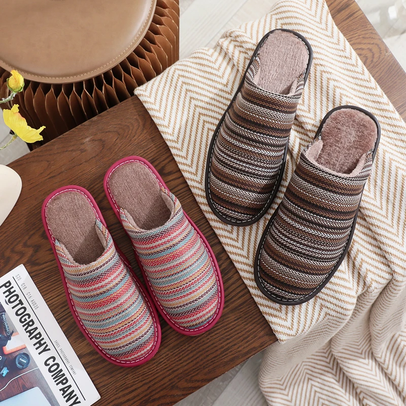 秋冬季新款保暖棉拖鞋女厚底情侣居家室内防滑静音软底男士棉拖