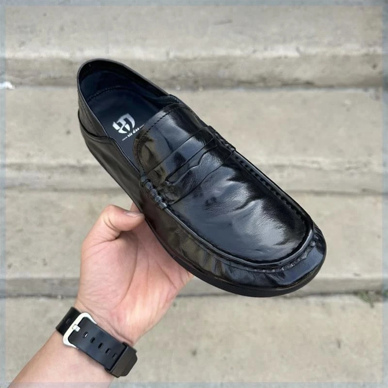 足舒鞋包2024新款欧洲站商务休闲板鞋低帮男士一脚蹬休闲男士皮鞋