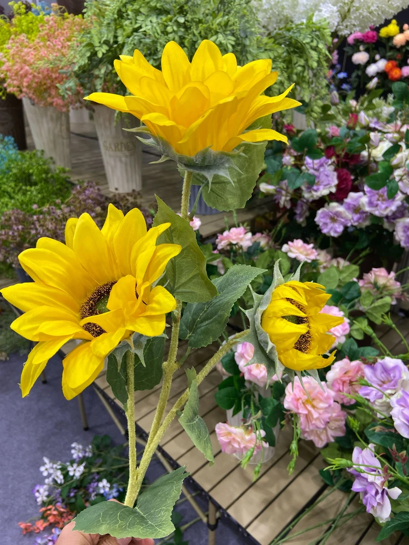 「花花甄选」高档仿真向日葵花束手感植绒植物太阳花摆件家居装饰