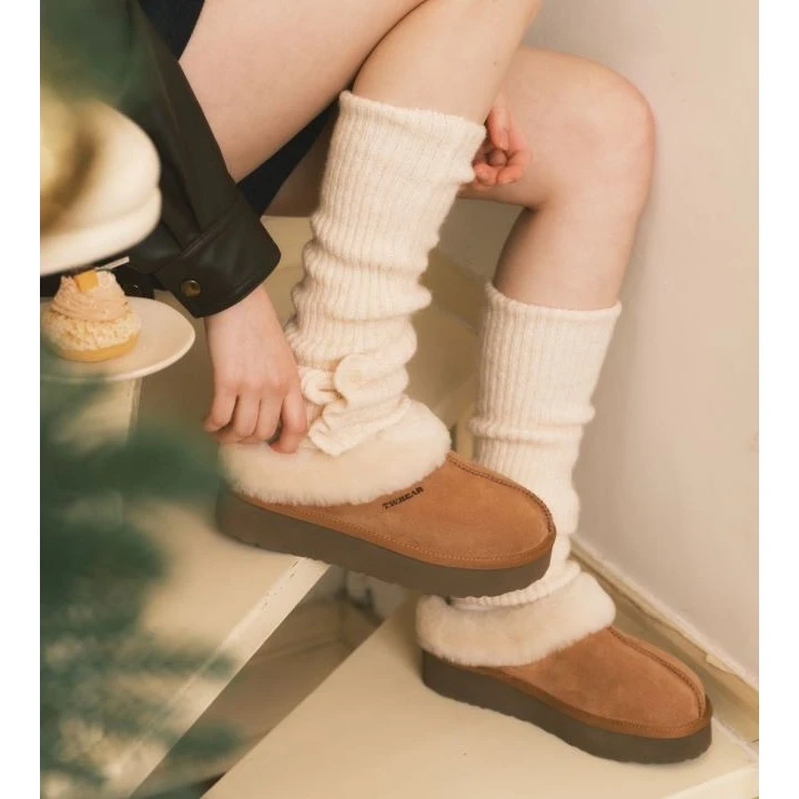 TeenieWeenie小熊秋冬防寒新款毛茸边便鞋懒人鞋女TTAP23FV18D