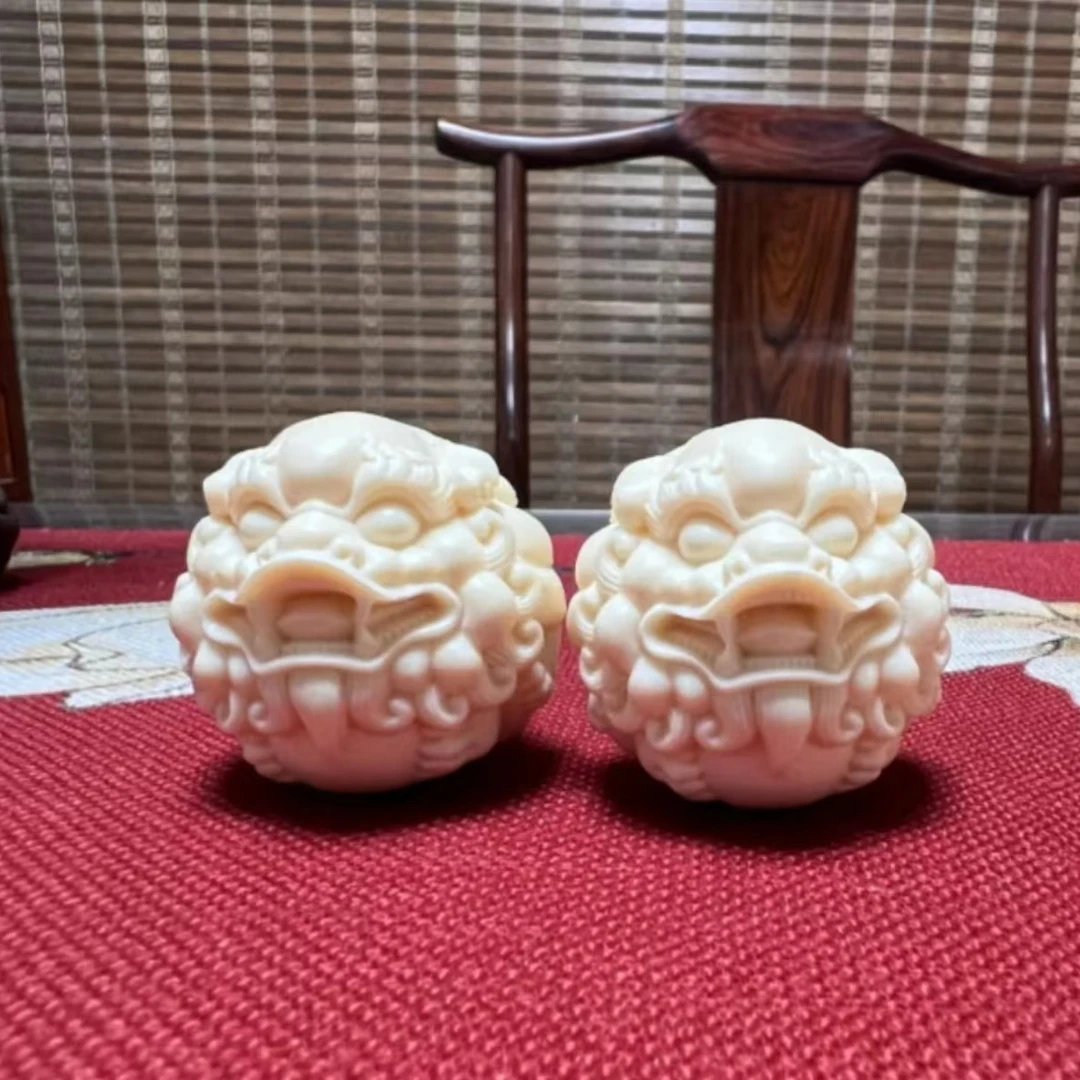 5.0貔貅手球一对菩提象牙果文玩盘玩雕刻