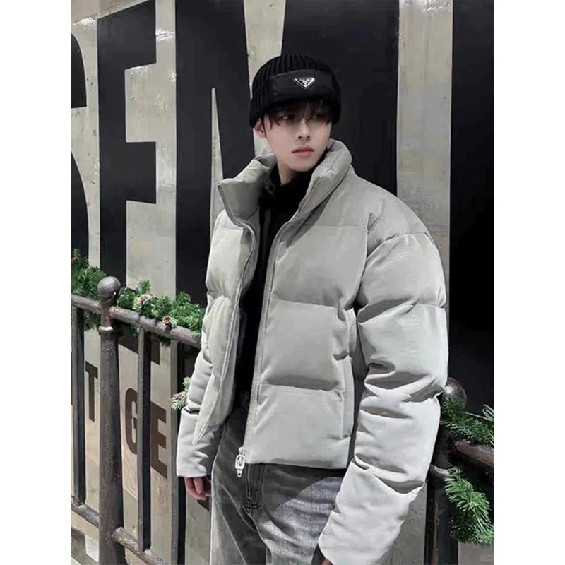 短款灰色棉服男款冬季美式高街立领cleanfit棉衣外套高级感面包服