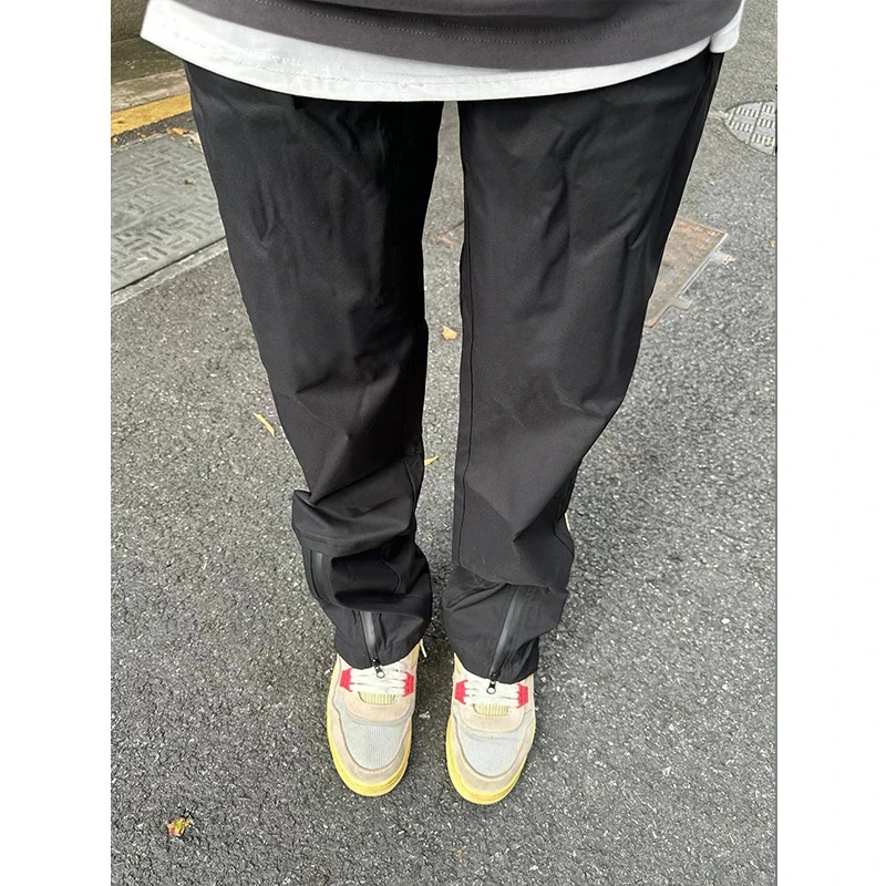 美式vibe风裤子男款高街尼龙机能冲锋裤工装裤防水ootd微喇登山裤