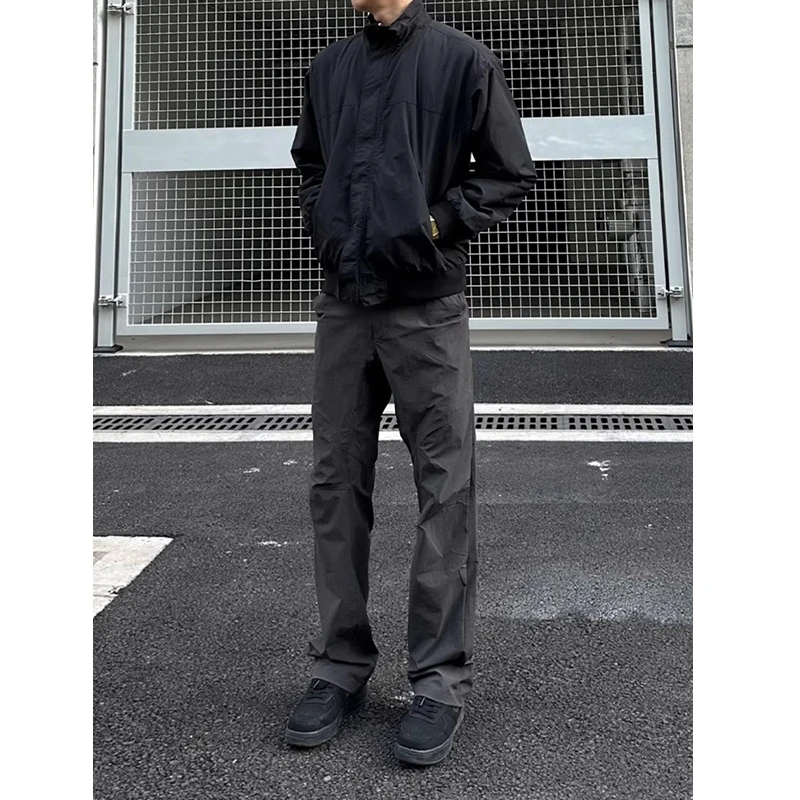 深灰色防水软壳休闲裤男款美式机能弯刀工装裤子直筒户外登山长裤