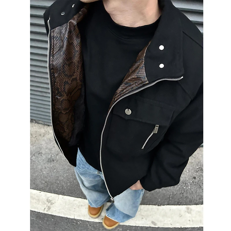 蛇年限定座山雕加绒棉服男冬季加厚保暖小众设计工装帆布夹克外套