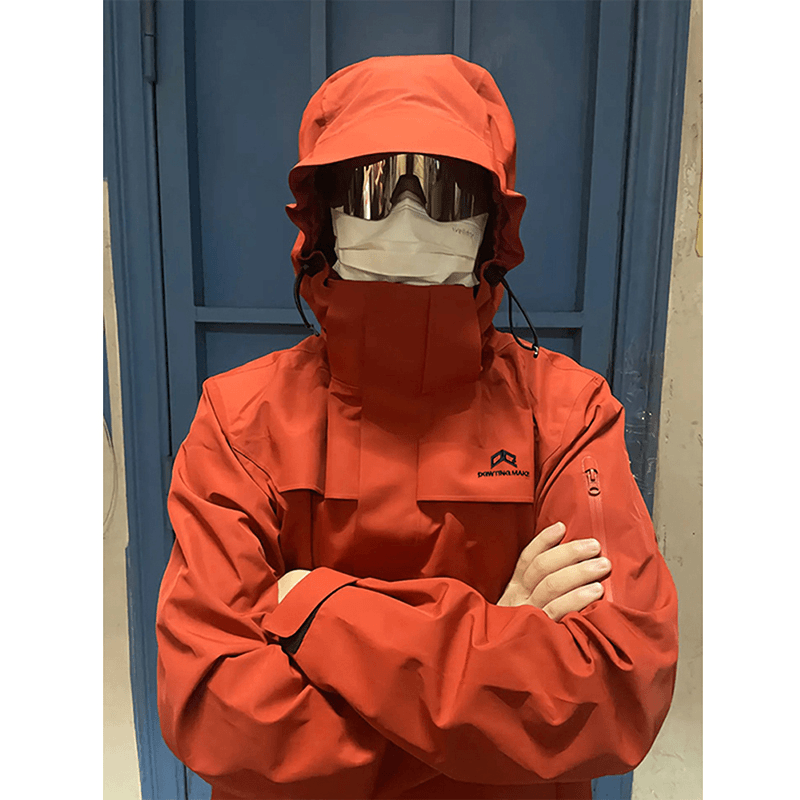 朱雀红硬壳防水风冲锋衣男三防情侣装登山服旅游穿搭秋季夹克外套