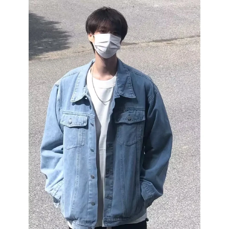 cleanfit牛仔外套男秋季潮牌vintage痞帅水洗工装牛仔衣褂子夹克