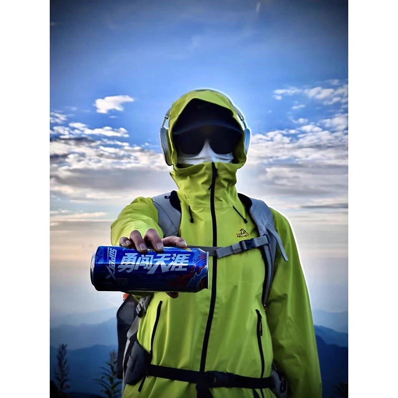 荧光绿色硬壳棒球外套男山系机能运动登山服潮牌户外连帽工装夹克