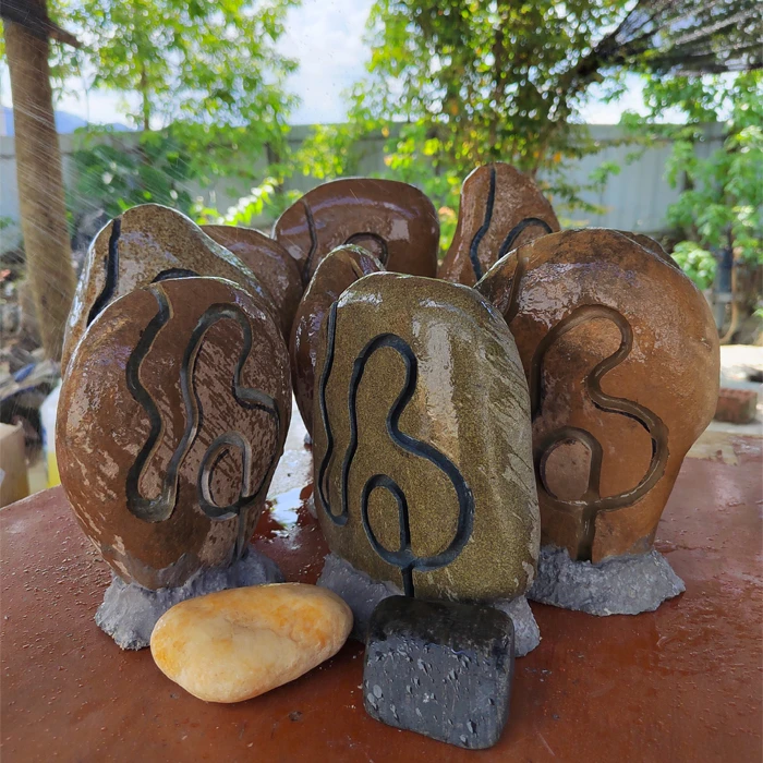 广西天然鹅卵石盆景石造景石开槽附石直播一物一拍