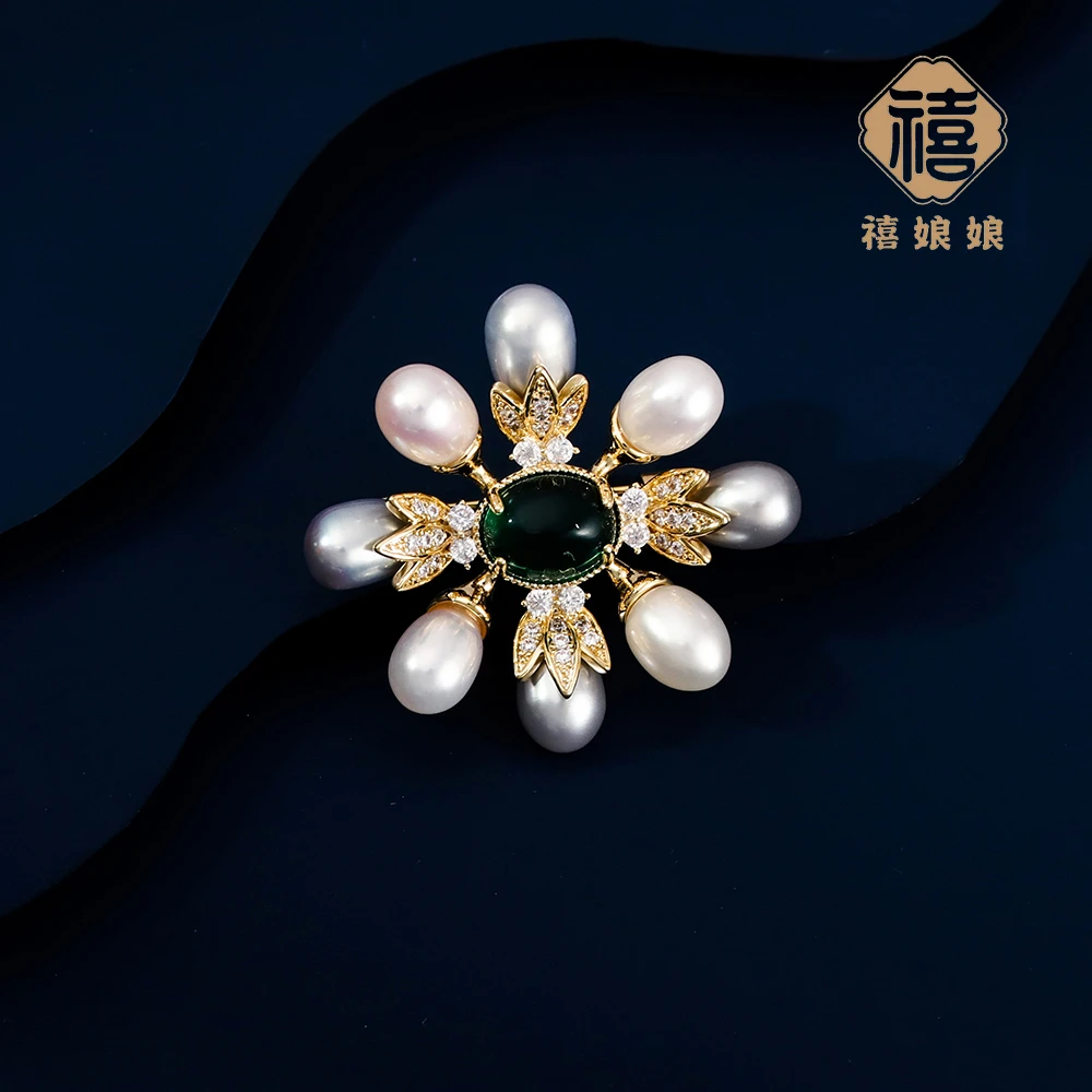 铜合金仿水晶胸针 禧娘娘小众轻奢胸针-小江南J1386时尚高档