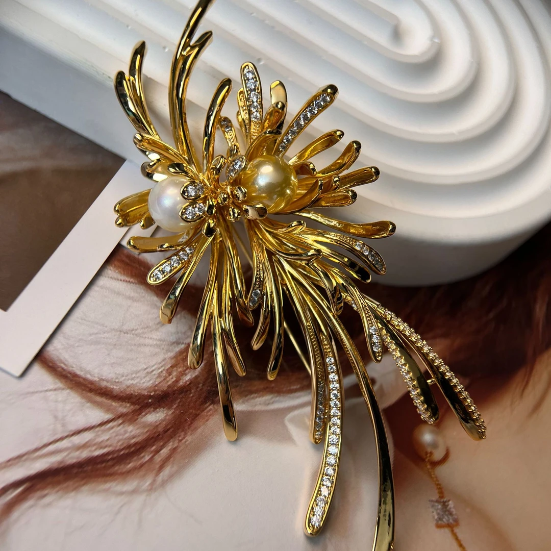 铜合金仿水晶胸针 禧娘娘小众优雅复古国风胸针-S2592轻奢时尚