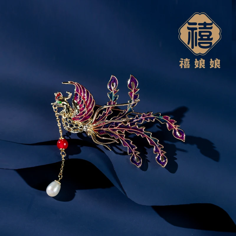 禧娘娘经典时尚轻奢高档胸针-流苏凤凰J1892