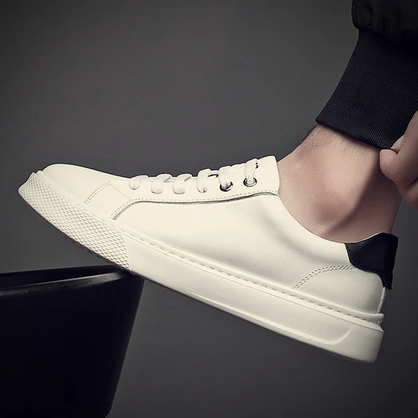 汉马男鞋夏季新款透气增高小白鞋真皮板鞋男士百搭运动休闲男鞋子