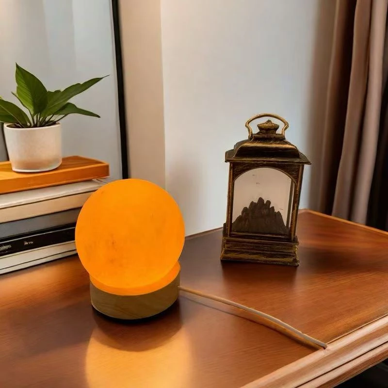 盐晶装饰卧室床头小夜灯台灯氛围灯粉